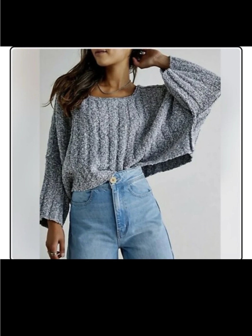 Free People Good Day Pullover Sweater Charcoal Gray Size Medium - Picture 6 of 12